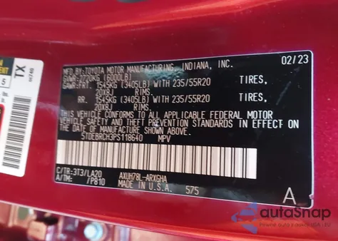 2023 Toyota Highlander Hybrid Platinum из США, поврежденный, VIN 5TDEBRCH3PS118640